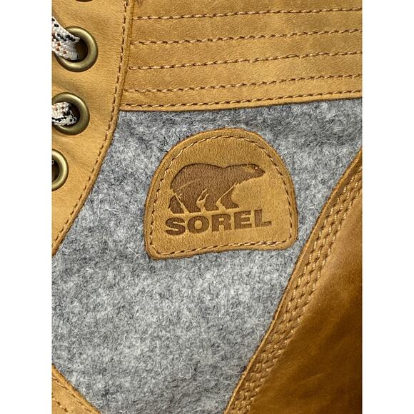 Sorel Women's Lexie Wedge Boots Lace Up Leather Waterproof Camel Brown Size 8 - Picture 10 of 11